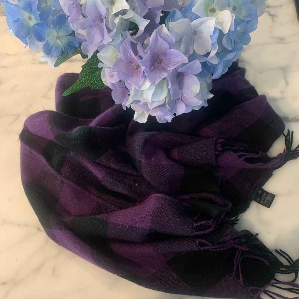 Purple and black plaid scarf